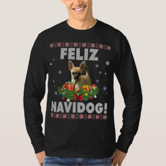T-shirt Feliz Navidog Chihuahua Chien Douille moche Père N