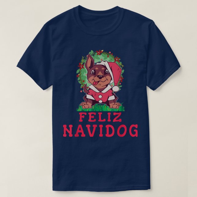T-shirt Feliz Navidog Feliz Navidad Chien Étoiles de Noël  (Design devant)