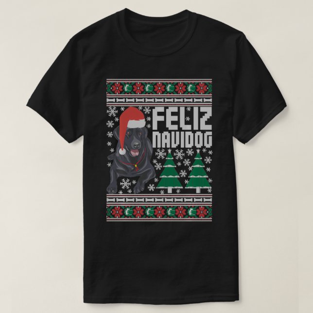T-shirt Feliz Navidog Funny Feliz Navidad Merry Christmas  (Design devant)