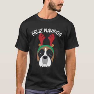 T-shirt Feliz Navidog Navidad Boxer Chien Pour Noël