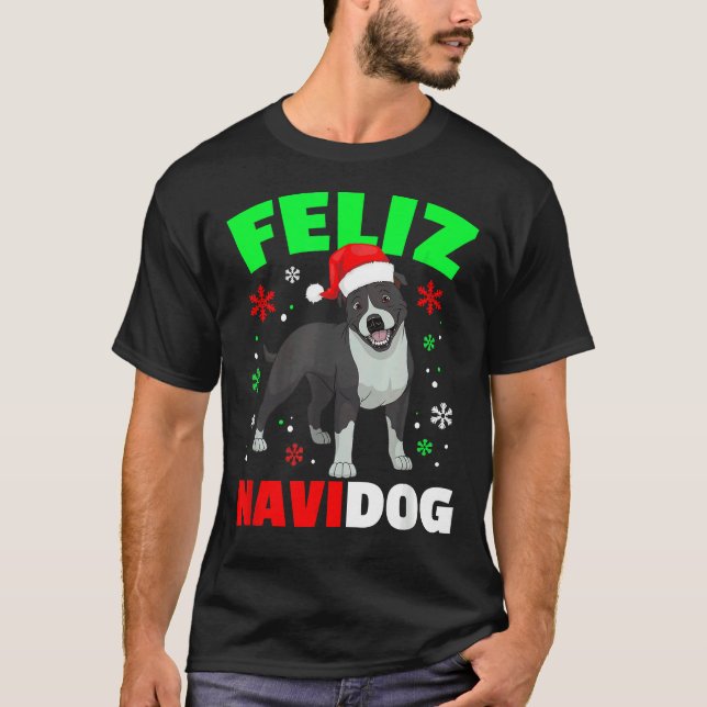T-shirt Feliz Navidog Pitbull Chien moche Noël Sweer (Devant)