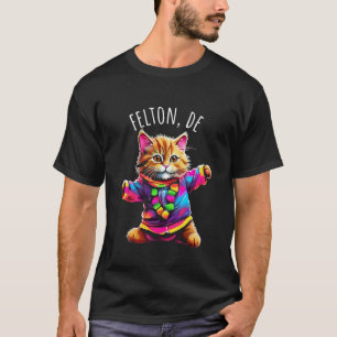 T-shirt Felton Delaware USA Amusant Mignon Coloré Chat Dan