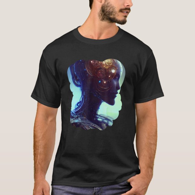 T-shirt Female Robot Sci Fi Cyborg Unique Futuristic Digit (Devant)