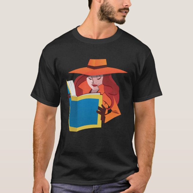 T-shirt Female Spying Reading Book Read Woman Girl (Devant)