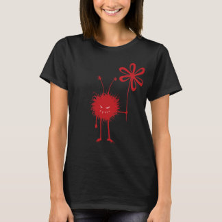 T-shirt Femelle mauvaise rouge de noir d'insecte de fleur