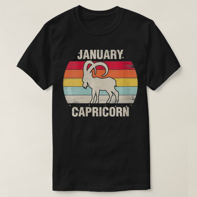 T-shirt Femen Capricorne Janvier Anniversaire Cadeau Retro (Design devant)