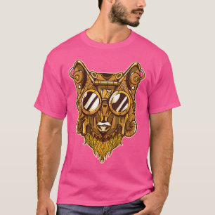 T-shirt Femen Steampunk Wolf Art Vintage Animal Pun à vape