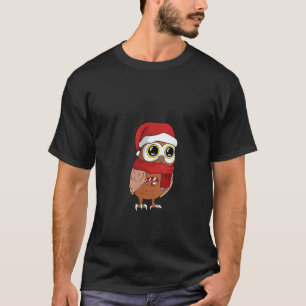 T-shirt Femens Cute Owl Père Noël cadeau de Noël avec Chri
