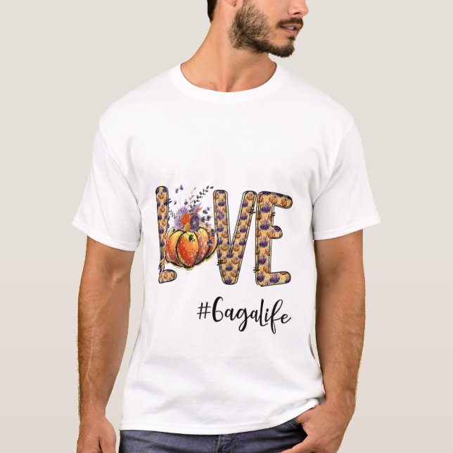 T-shirt Femens Love Gaga Vie Citrouille Automne Halloween (Devant)