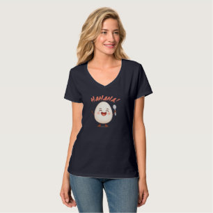 T-shirt féminin à col en V avec œuf de dessin anim