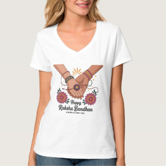 T-shirt féminin à encolure en V Raksha Bandhan