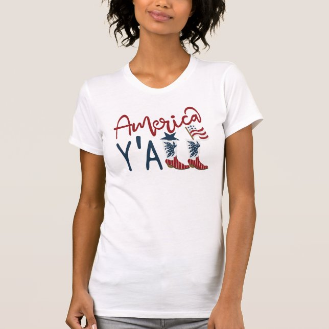 T-shirt féminin America Y'all (Devant)