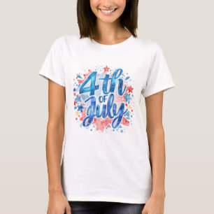 T-Shirt Féminin Aquarelle 14 Juillet Patriotique