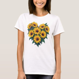 T-shirt féminin au coeur des marguerites