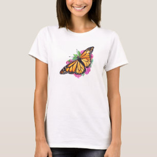 T-shirt féminin avec le papillon Monarque au-dess