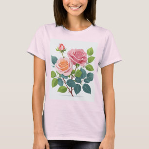 T-shirt féminin avec quelques roses roses