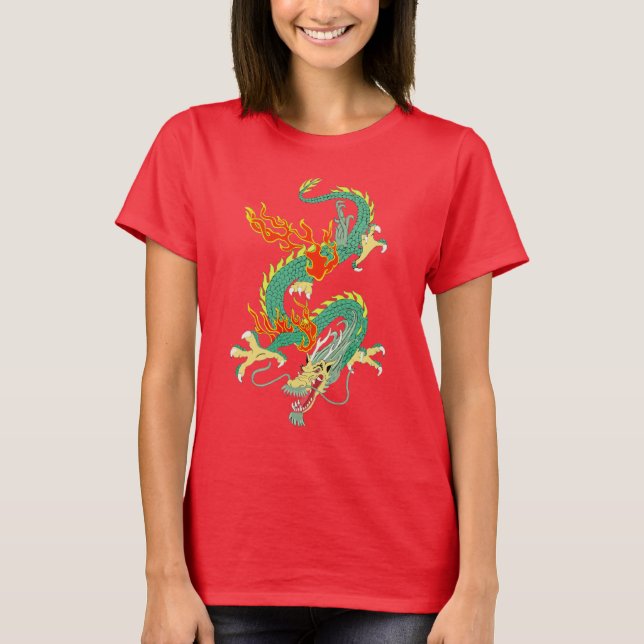 T-shirt féminin chinois Dragon (Devant)