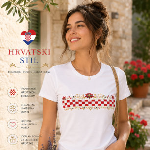 T-shirt féminin élégant à motif folklorique croate