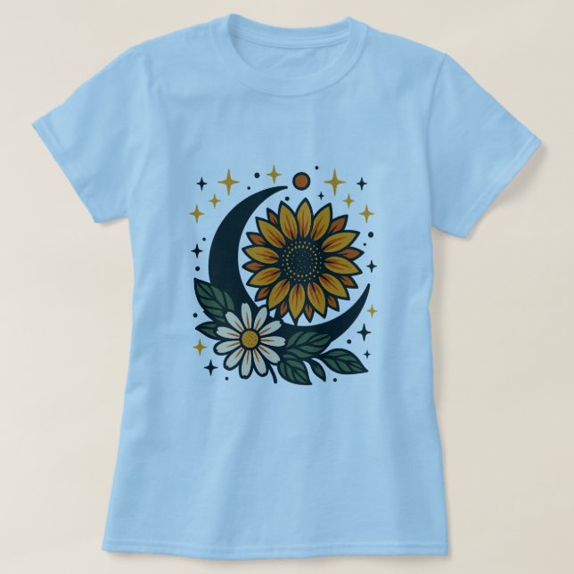 T-Shirt Féminin Fleur Céleste (Design devant)