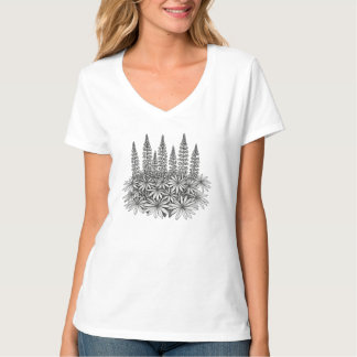 T-Shirt Féminin Fleur de Lupin Botanique Minimalis