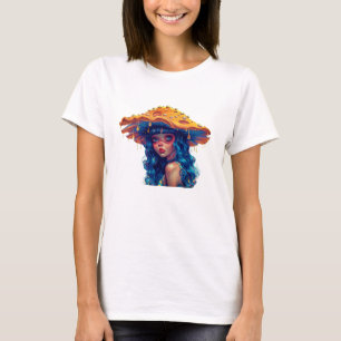 T-Shirt Féminin Jardin de Champignons Psychedéliqu