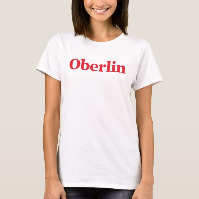 T-shirt féminin Oberlin classique (blanc) (Devant)