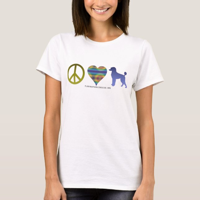T-shirt féminin Peace Love Poodle (Devant)