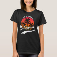 T-shirt féminin San Diego, Californie Sunset