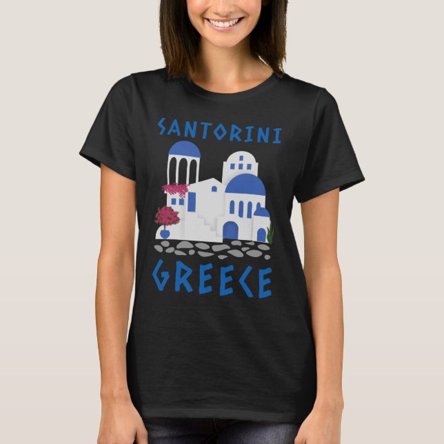 T-shirt féminin Santorini, Grèce (Devant)