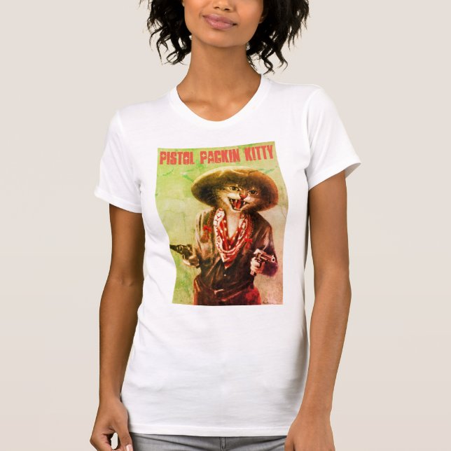 T-shirt féminin Vintage Pistol Pakin Kitty (Devant)