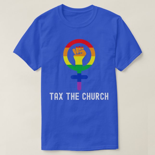 T-shirt Féminisme gay pride hache l'Eglise Féministe LGBQ  (Design devant)