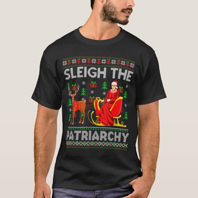 T-shirt Feminist Ruth Bader Ginsburg Rbg Xmas Sleigh The P (Devant)