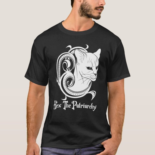 T-shirt Feminist Witch Black Cat Hex The Patriarchy (Devant)