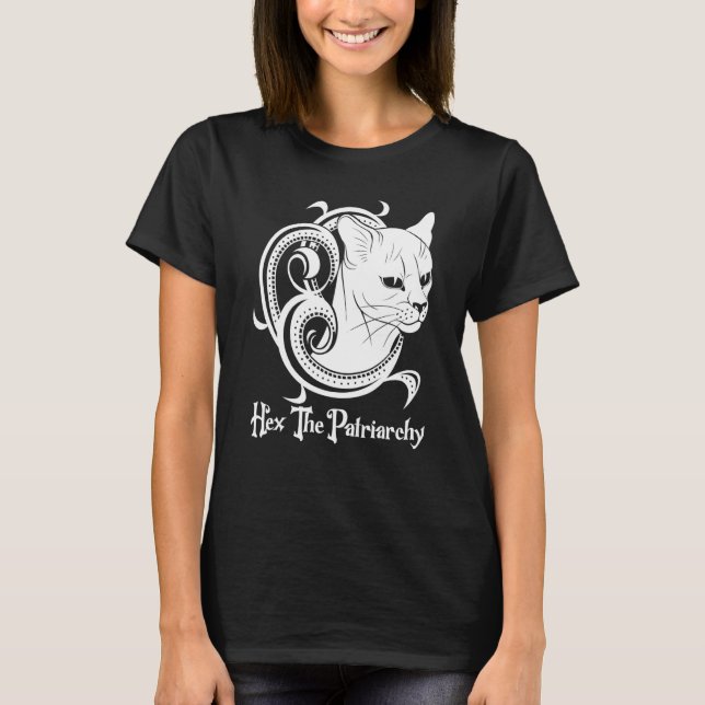 T-shirt Feminist Witch Black Cat Hex The Patriarchy (Devant)