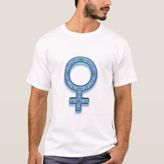 T-shirt féministe : Symbole féministe, bleu modelé