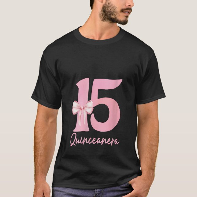 T-shirt Femme 15 ans Anniversaire tenue Mis Quince rose (Devant)