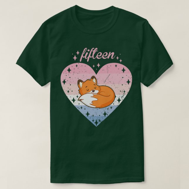 T-shirt Femme 15 ans mignonne Fox Anniversaire fille 15e B (Design devant)