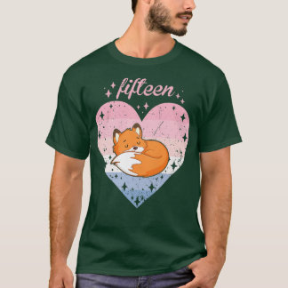 T-shirt Femme 15 ans mignonne Fox Anniversaire fille 15e B