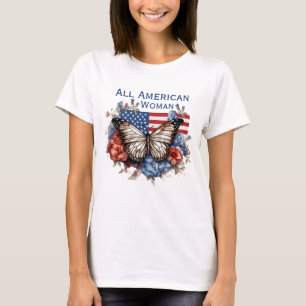 T-shirt femme 4 juillet papillon patriotique