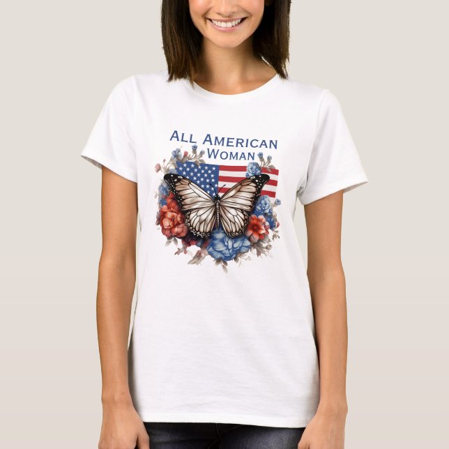 T-shirt femme 4 juillet papillon patriotique (Devant)