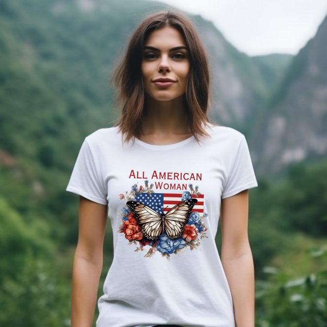 T-shirt femme 4 juillet papillon patriotique (Créateur téléchargé)