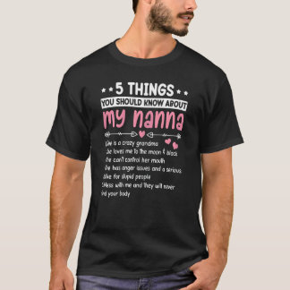 T-shirt Femme 5 Choses Sur Ma Nanna Meilleur Grand-Mère