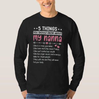 T-shirt Femme 5 Choses Sur Ma Nanna Meilleur Grand-Mère