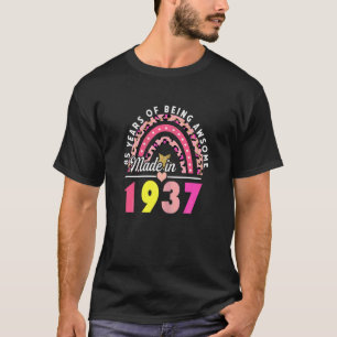 T-shirt Femme 85 Ans D'Être Awesome Leopard Rainbow 8