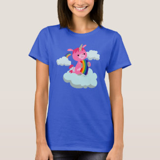 T-shirt Femme à l'Unicorne à l'arc-en-ciel mignon