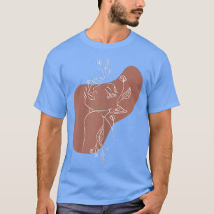 T-shirt Femme Abstrait Line Art Femme Fée Face Floral B