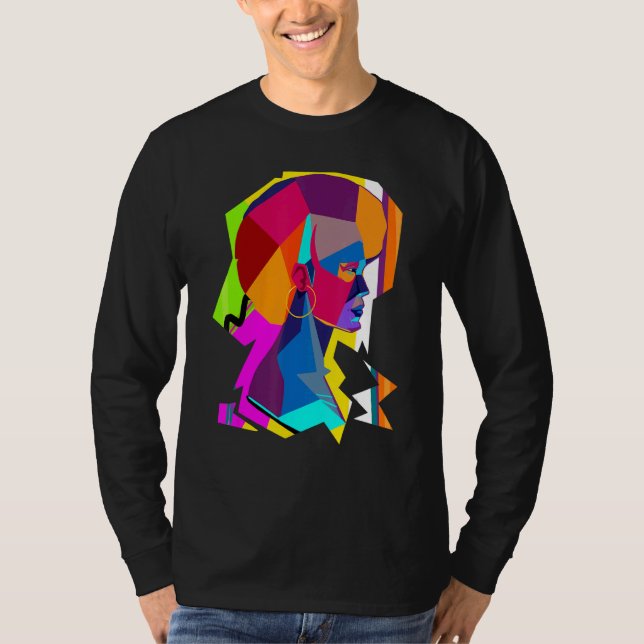 T-shirt Femme Abstraite colorée avec Afro (Devant)