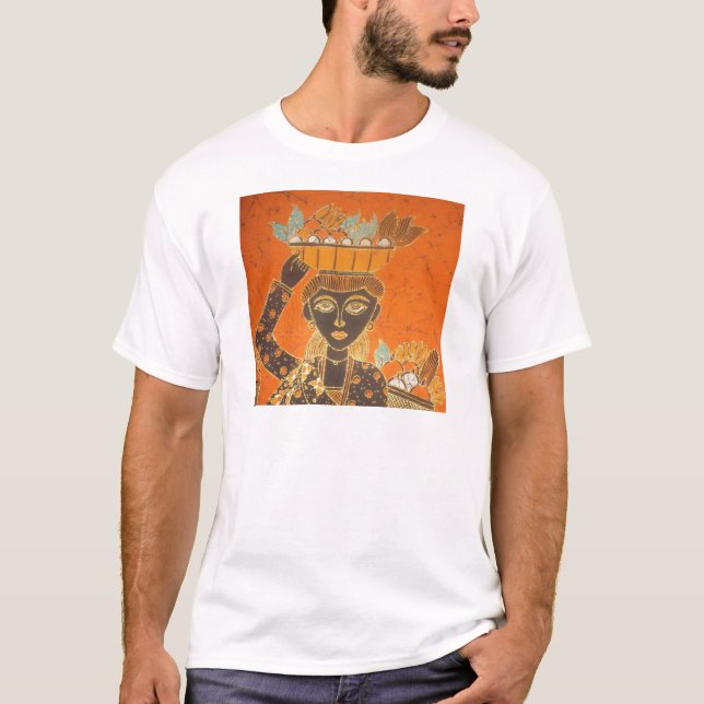 T-shirt Femme africaine portant panier d'art (Devant)