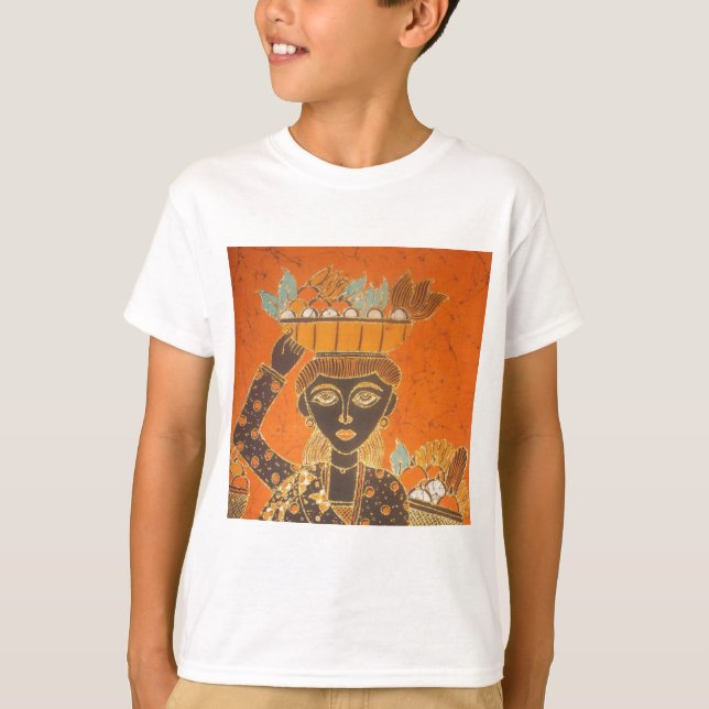 T-shirt Femme africaine portant panier d'art (Devant)
