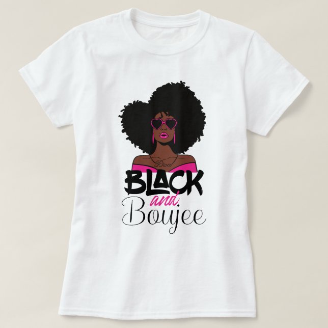 T-shirt Femme afro-américaine noire et boujee (Design devant)